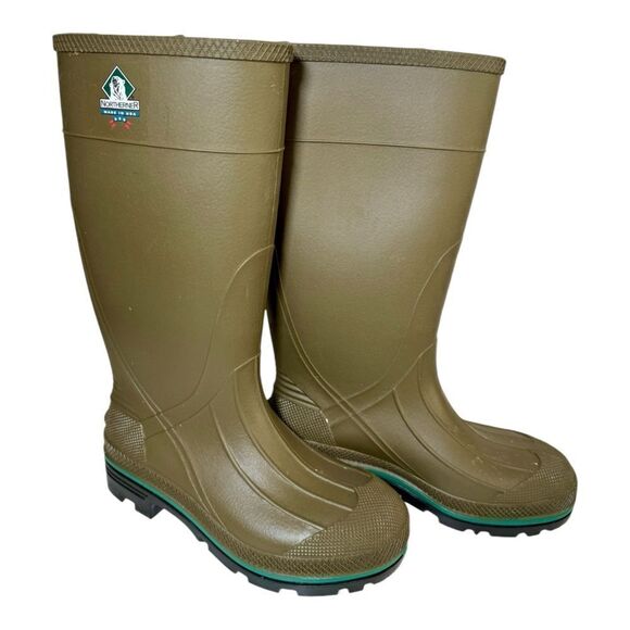 Northerner Hi USA Rubber Work Boots By Service Moss Green Women’s Size 5 - Picture 1 of 7